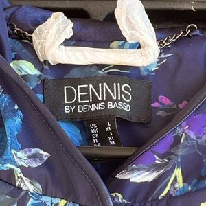 Dennis Basso floral rain coat, size L. NWOT